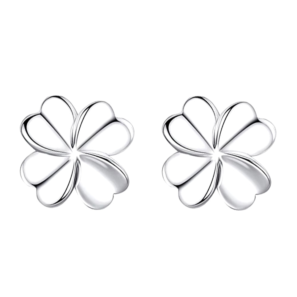 Stud Earrings Exquisite Four-Leaf Clover Zircon Stud Earrings for Women Silver Color Earring Earings Jewelry Earing Brincos Gift