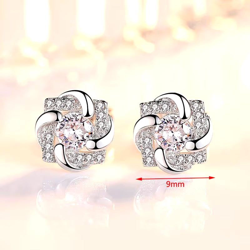 Stud Earrings Exquisite Four-Leaf Clover Zircon Stud Earrings for Women Silver Color Earring Earings Jewelry Earing Brincos Gift