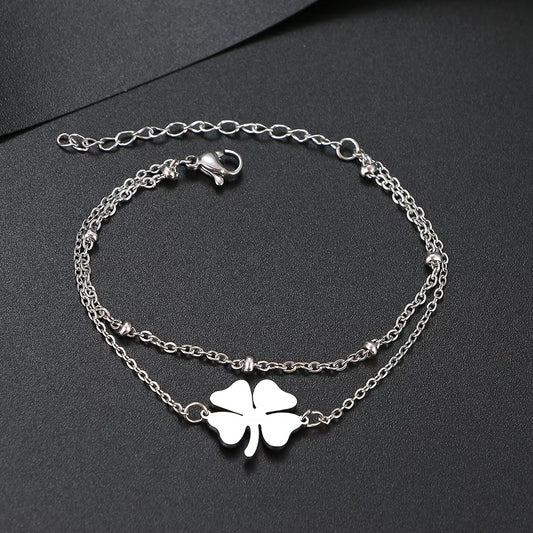 Stainless Steel Bracelets Four-Leaf Clover Classic Fashion Style Bracelet for Women Fine Fashion Jewelry Wedding Party Gifts