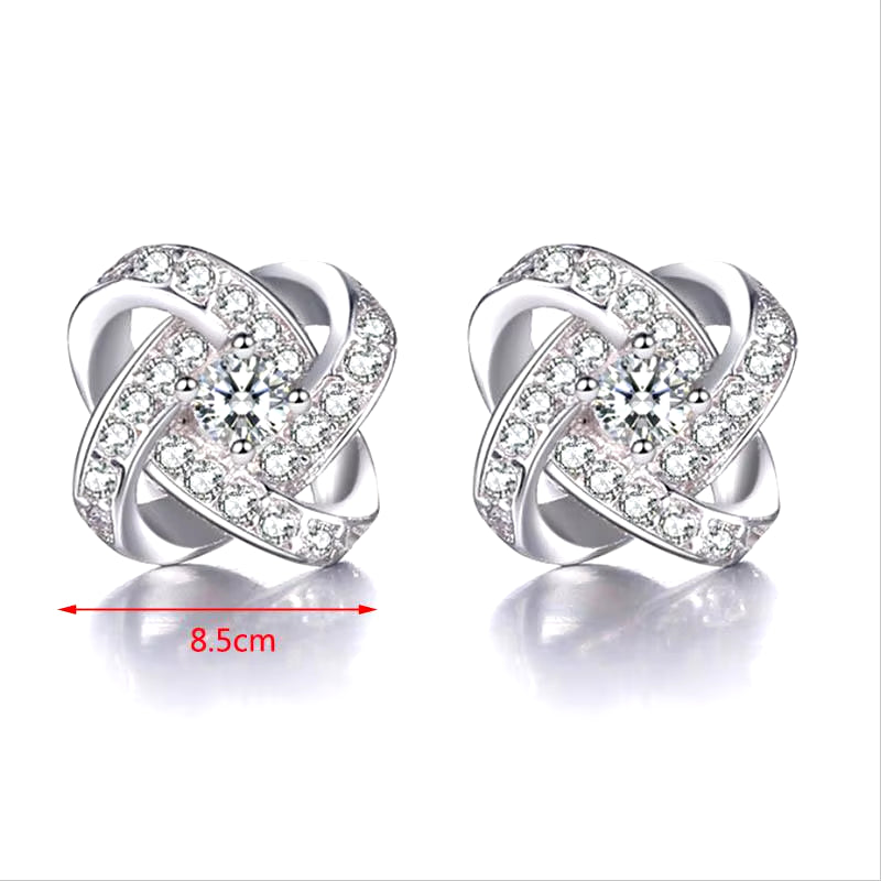 Stud Earrings Exquisite Four-Leaf Clover Zircon Stud Earrings for Women Silver Color Earring Earings Jewelry Earing Brincos Gift