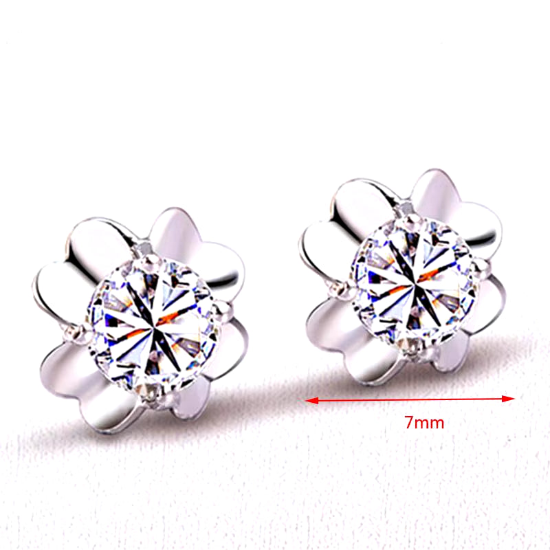 Stud Earrings Exquisite Four-Leaf Clover Zircon Stud Earrings for Women Silver Color Earring Earings Jewelry Earing Brincos Gift