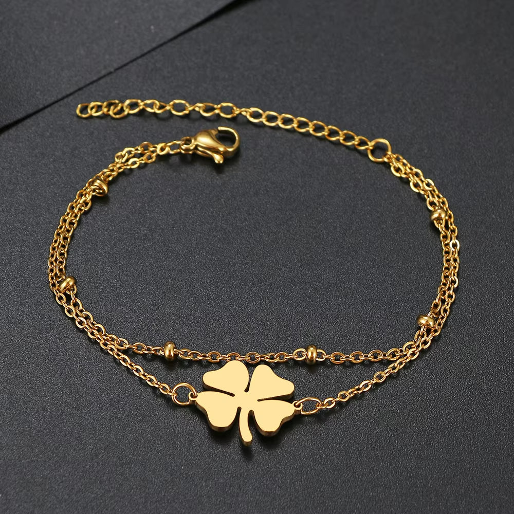 Stainless Steel Bracelets Four-Leaf Clover Classic Fashion Style Bracelet for Women Fine Fashion Jewelry Wedding Party Gifts