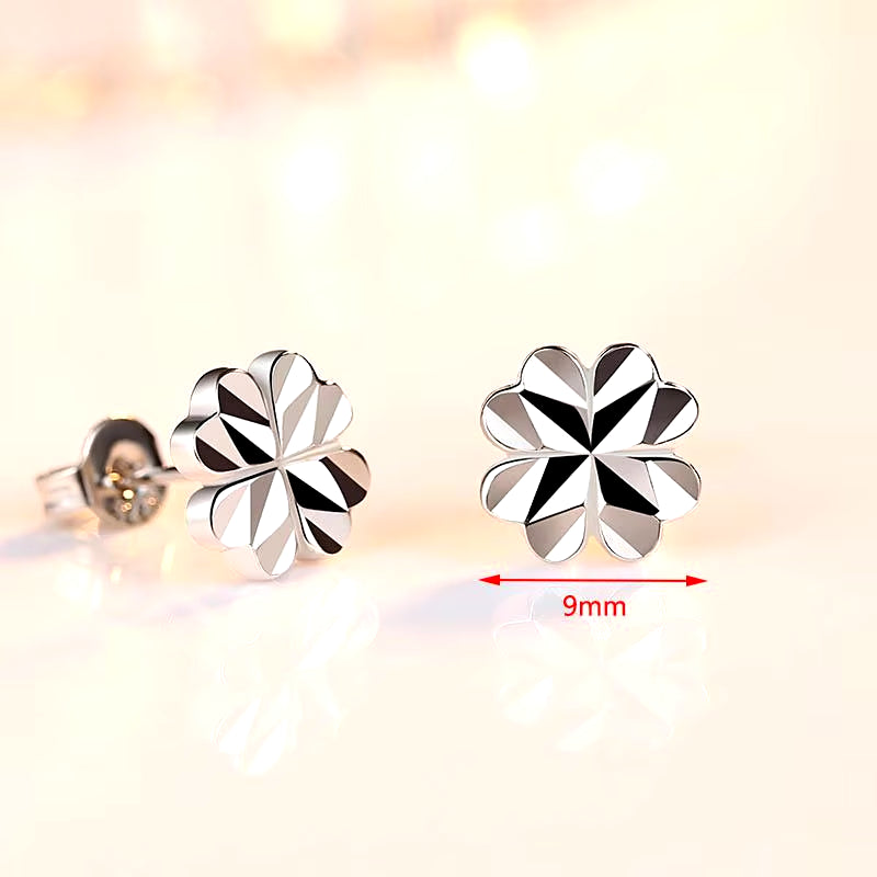 Stud Earrings Exquisite Four-Leaf Clover Zircon Stud Earrings for Women Silver Color Earring Earings Jewelry Earing Brincos Gift