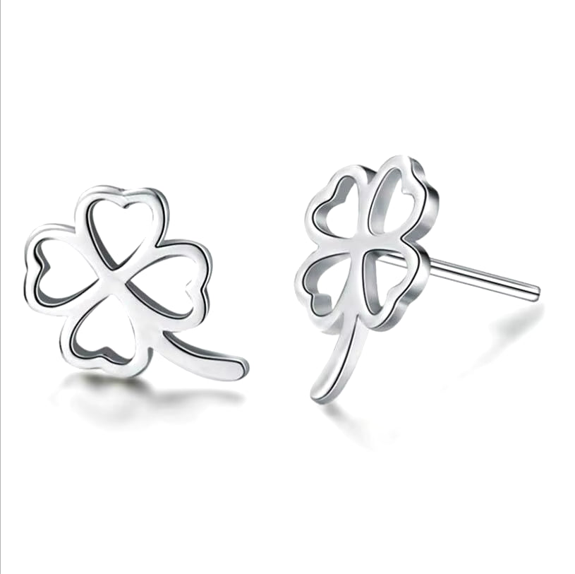 Stud Earrings Exquisite Four-Leaf Clover Zircon Stud Earrings for Women Silver Color Earring Earings Jewelry Earing Brincos Gift