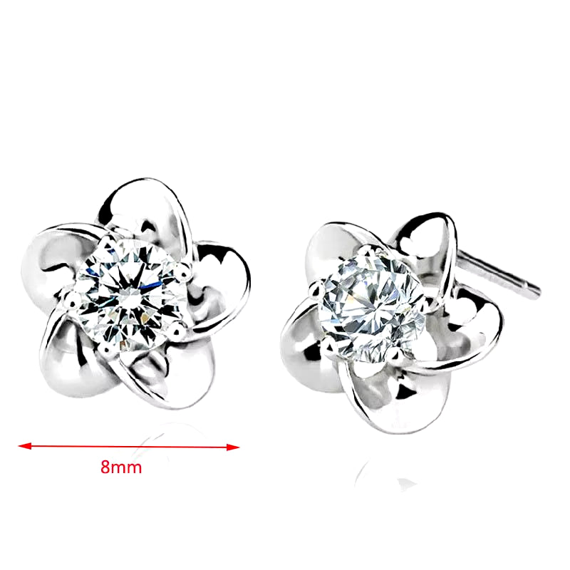 Stud Earrings Exquisite Four-Leaf Clover Zircon Stud Earrings for Women Silver Color Earring Earings Jewelry Earing Brincos Gift